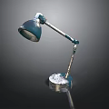 Vintage Teal Desk Lamp With Metal Adjustable Arm And Reflective Base