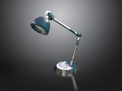 Vintage Teal Desk Lamp With Metal Adjustable Arm And Reflective Base 3d model