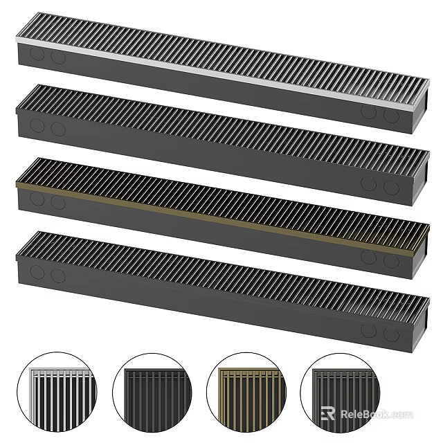 Different Style Strip Grilles In Black With Gold Edge And Various Designs 3d model 