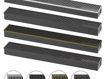 Different Style Strip Grilles In Black With Gold Edge And Various Designs 3d model