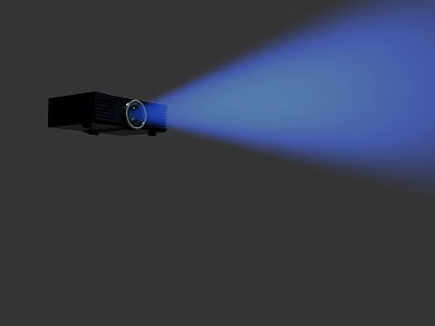 High Quality Black Projector Emitting Blue Light Beam for Projection Monitoring 3d model
