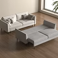 Modern Light Gray Fabric Sleeper Sofa With Metal Legs In Bright Living Room