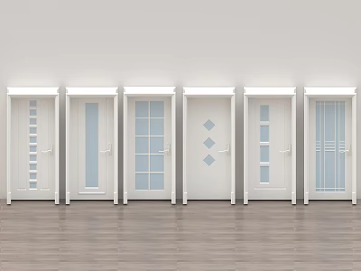 White Sliding Doors with Different Glass Designs for Contemporary Living Areas 3d model
