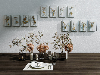 Modern Tableware Decorations Combination 3d model