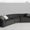 Modern Light And Dark Gray Curved Sectional Sofa With Decorative Pillows 3d model