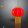 Elegant Chinese Furniture Adorned With Red Lantern Ornaments And Golden Details