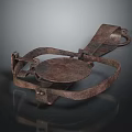 Antique Rusted Metal Trap With Iron Frame And Circular Base 3d model