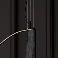 Modern Elegant Black Metal Chandelier with Round Bulb and Long Strip Light in Minimalist Design