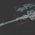 Fantasy Battle Axe Weapon With Red Gold Decoration Spiked Blades And Ornate Handle