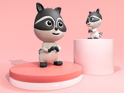 Modern Toy Little Raccoon Doll 3d model