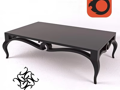 Elegant Black Coffee Table With Curved Legs And Modern Design 3d model
