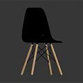 Black Leisure Chair With Wooden Crossed Legs Sleek Design And Reflective Floor