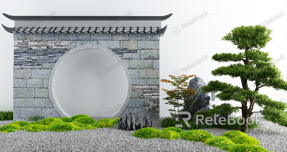 New Chinese Landscape Setches Courtyard Landscape Setches model