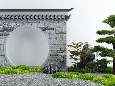 New Chinese Landscape Setches Courtyard Landscape Setches model