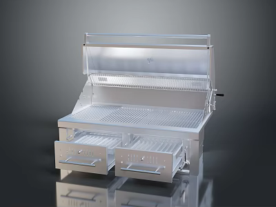Stainless Steel Outdoor Grill Appliance With Grill Surface And Drawers For Modern Kitchen 3d model
