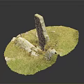 Wooden Stone Sculpture With Green Glossy Base And Textured Surface Art Piece
