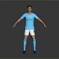 A Man Wearing Manchester City Blue Jersey White Shorts Blue Socks And Blue Shoes Standing