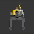 Yellow Mechanical Industrial Arm With Extended Reach Base And Hook Attachment