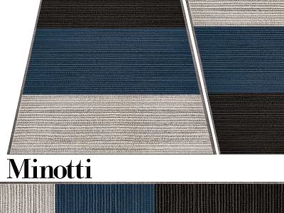 Minotti Square Rug Featuring Striped Design In Blue Gray And Black Tones 3d model