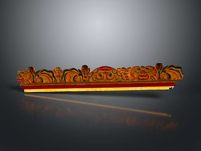 Decorative Line with Red and Gold Colors Intricate Curved Motifs Symmetrical Design for Architectural Decoration 3d model