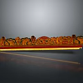 Decorative Line with Red and Gold Colors Intricate Curved Motifs Symmetrical Design for Architectural Decoration