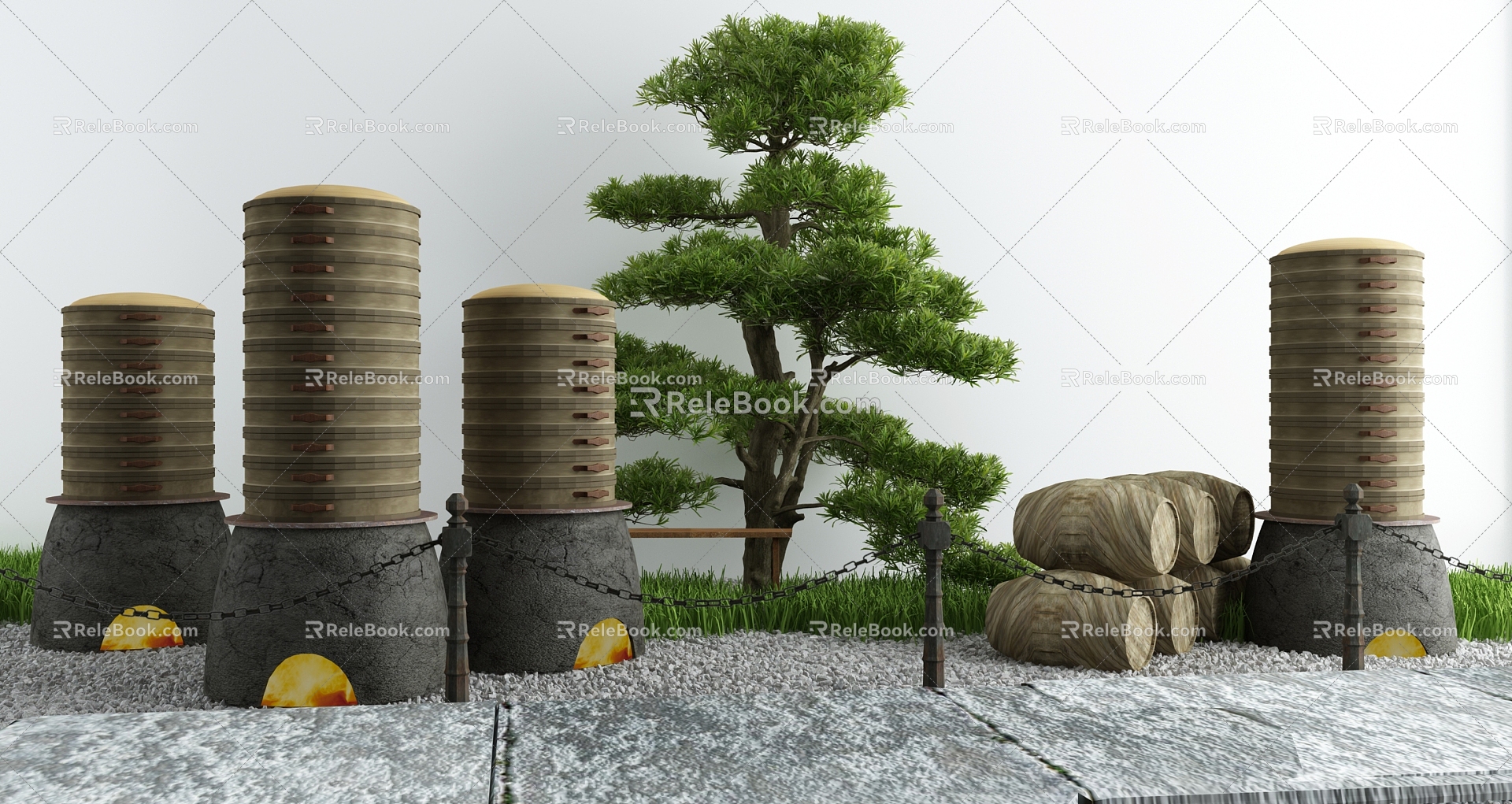 Courtyard Landscape Sketch 3d model