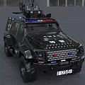 Black Armored SWAT Police Vehicle With Tactical Lights And Special Insignia