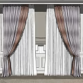 Modern Double Layer Curtains With Gray Brown And White Sheer Panels For Living Room