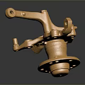 Glossy Golden Metal Mechanical Component Featuring Lever And Circular Base Structure 3d model