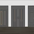 New Chinese style double door entry door combination 3d model