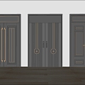 New Chinese style double door entry door combination 3d model