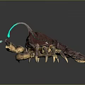 Aquatic Animal Crab With Brown Shell Blue Antenna And Golden Legs Decorative Structure