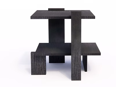 Modern Dark Wooden Coffee Table With Sleek Layered Design And Geometric Structure 3d model