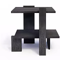 Modern Dark Wooden Coffee Table With Sleek Layered Design And Geometric Structure
