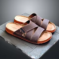Brown Leather Slippers With Cross Strap Design And Comfortable Insole