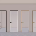 Modern Ribbed Glass Swing Doors With Black Gold Frames And Minimalist Design
