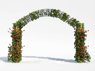 Decorative Garden Arch With Green Vines And Red Flowers For Outdoor Decoration 3d model