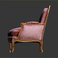 Elegant Pink Classical Sofa With Golden Carved Frame And Soft Cushions