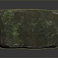 Natural Green And Dark Stone Block With Rough Surface And Organic Texture