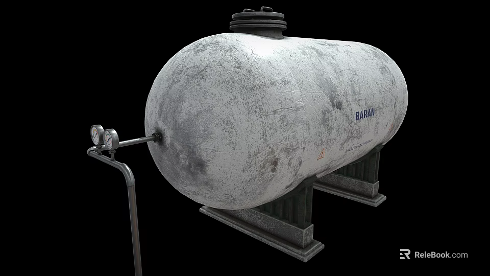 Heavy Duty Functional Vehicle With Silver Tank Pipes And Metal Supports 3d model 