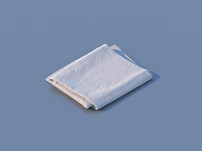 White Folded Cotton Towel For Daily Household Use And Bathroom Essentials 3d model