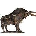 Black Bull Ornament Decorative Sculpture Set With Metallic Finish Modern Design Base Stand Home Decoration