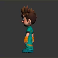 Cartoon Child Character With Brown Hair Green Outfit Orange Gloves Blue Shoes And Number 3