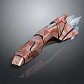 Orange Futuristic Weapon With Intricate Pattern And Transparent Crystal Tip 3d model