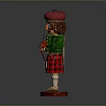 Scottish Nutcracker Figurine In Red Hat Green Jacket And Tartan Kilt With Bagpipe