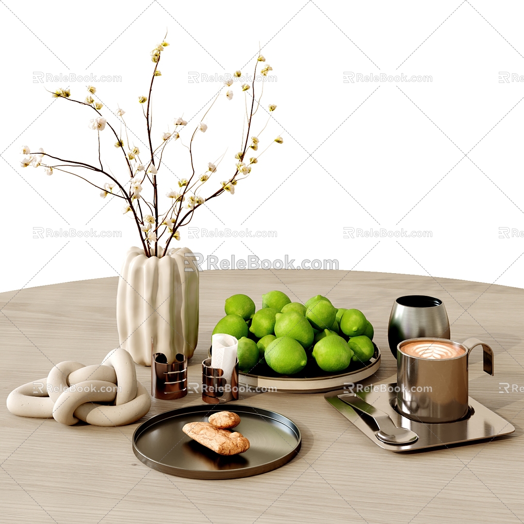 Decorations Modern Ornaments Vase Dried Books Ceramic Utensils Vase Fruit Ornaments Coffee Cup 3d model