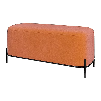 Orange Velvet Sofa Bench With Black Metal Legs Modern Minimalist Living Room Furniture 3d model