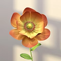 Elegant Floral Display with Orange Yellow Flower Green Leaves and White Pebble Base