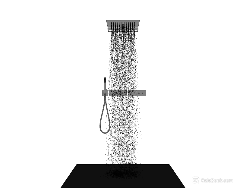 Modern Rain Shower Head with Handheld Sprayer and Powerful Water Flow Design 3d model 