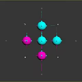 3D Abstract Geometric Model With Pink Blue Spheres Grid Lines And Coordinates